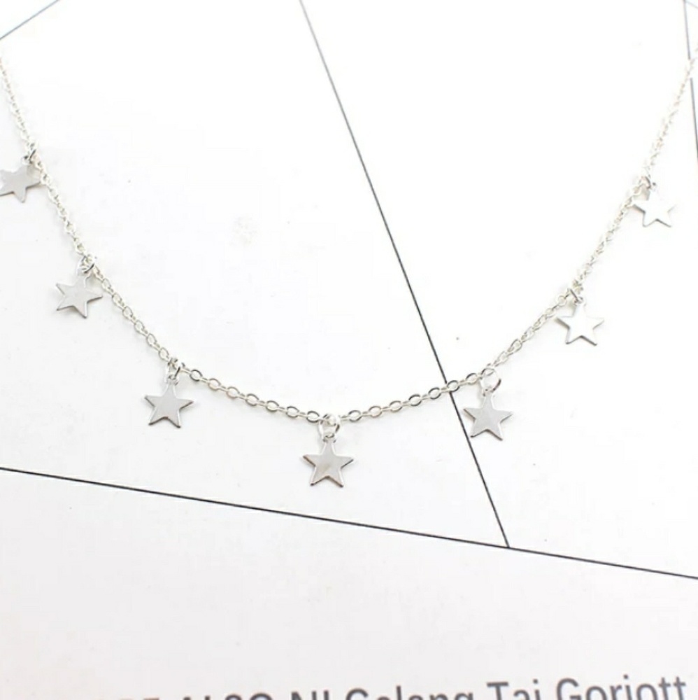Dainty Starry Silver Adjustable Choker Necklace